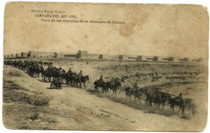 Postal amb imatge de la guerra que va dur en Llorenç quan va tornar.